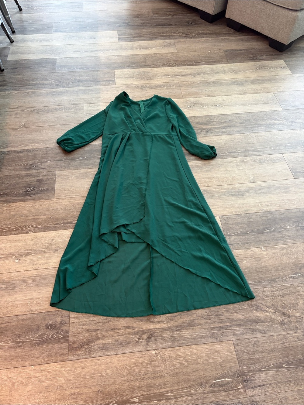 Forest Green High-Low Wrap Maxi Dress